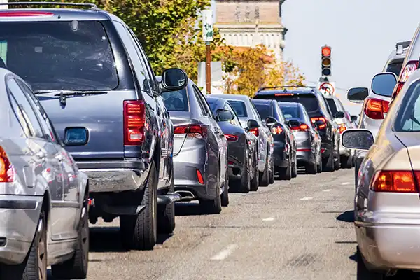 Traffic gridlocked at intersection 